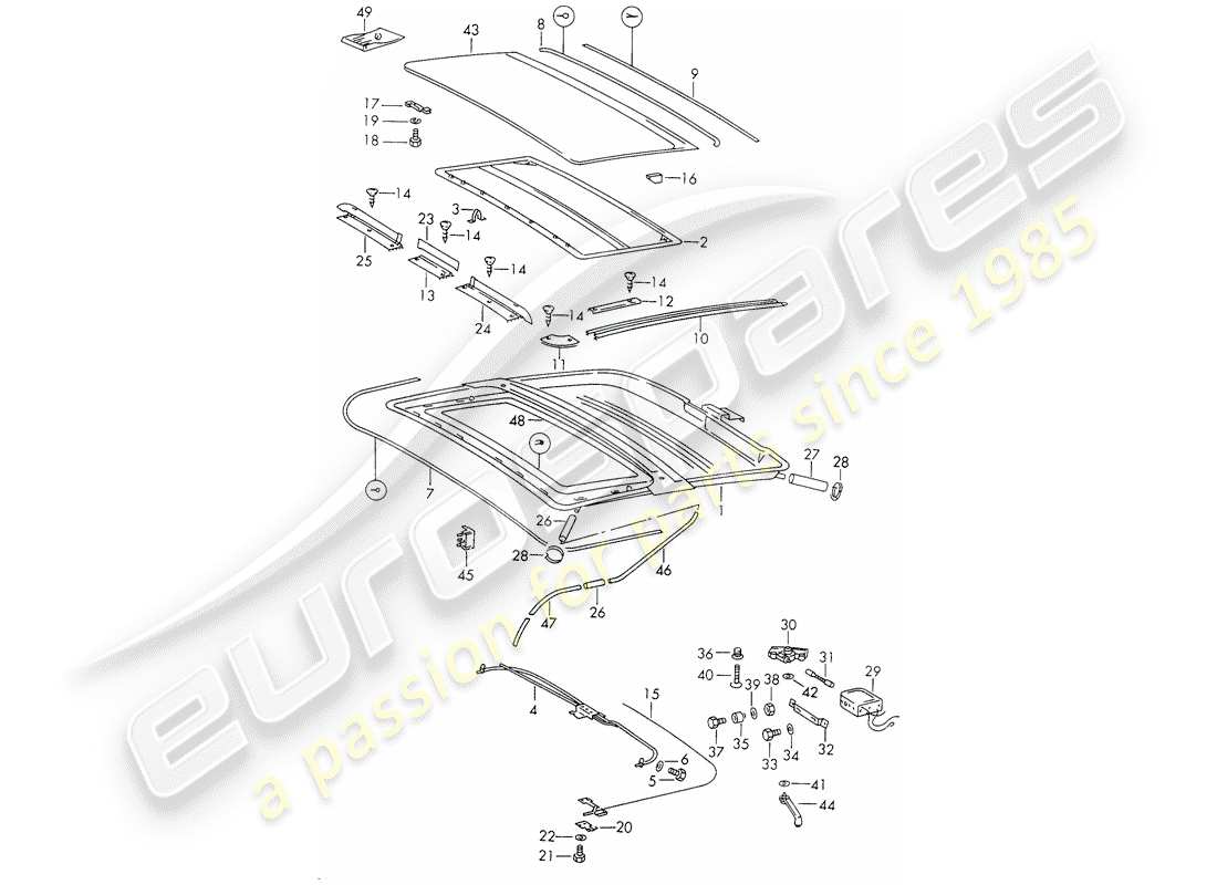 porsche 911 (1971) sunroof - electric part diagram