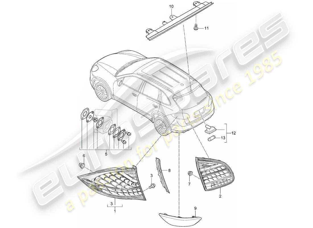 porsche cayenne e2 (2016) rear light part diagram