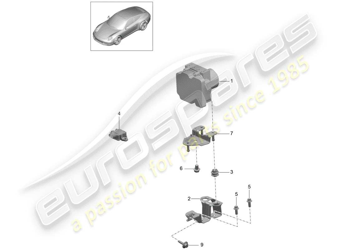 porsche 991 (2012) hydraulic unit part diagram