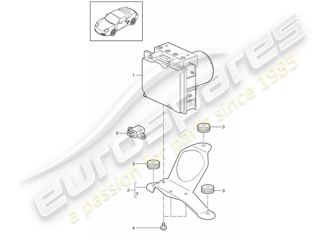 porsche boxster 987 (2010) hydraulic unit part diagram