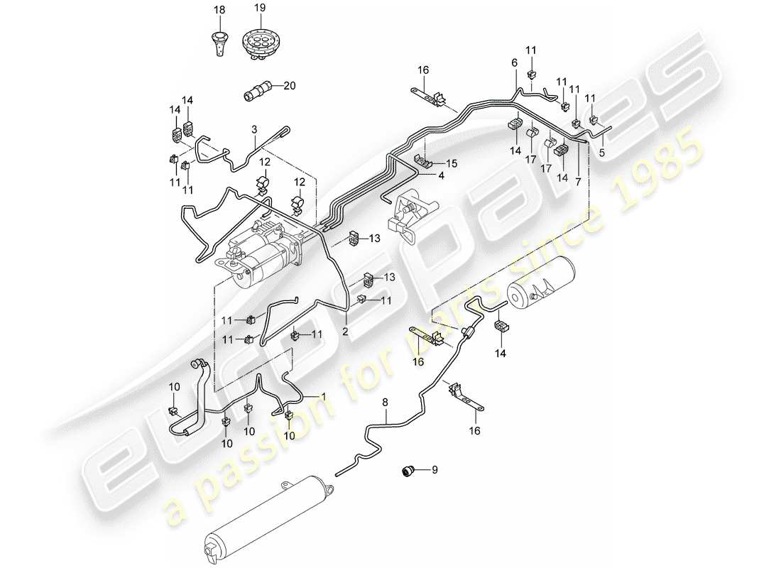 porsche cayenne (2006) self levelling system part diagram