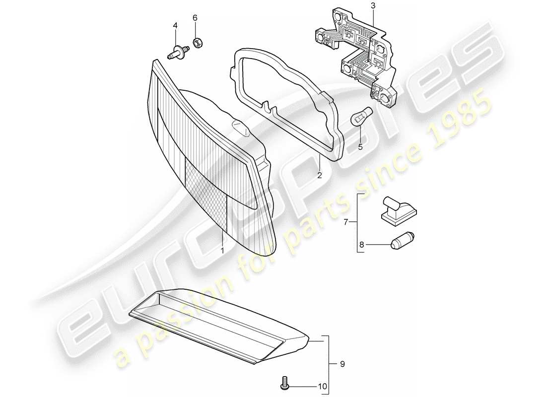 porsche cayman 987 (2008) rear light part diagram