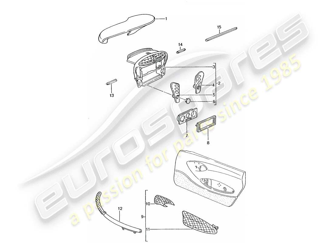 porsche tequipment catalogue (1991) instrument box part diagram