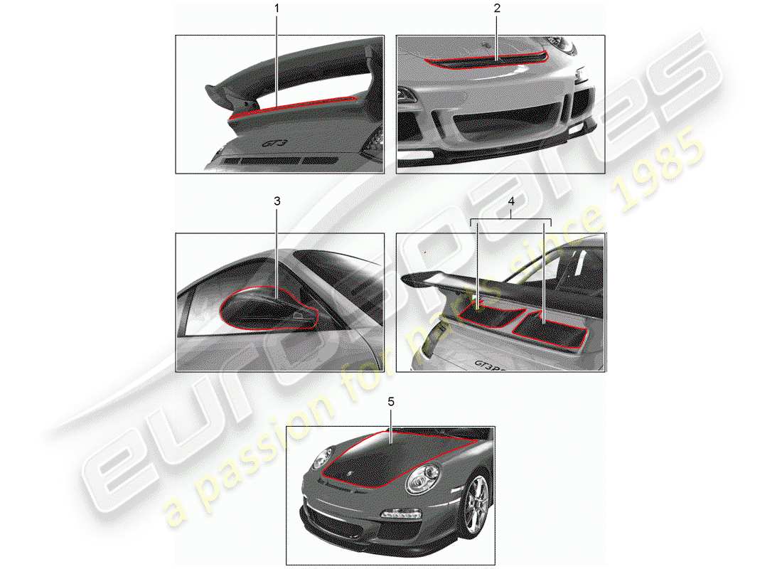 porsche tequipment catalogue (1995) motor sports part diagram