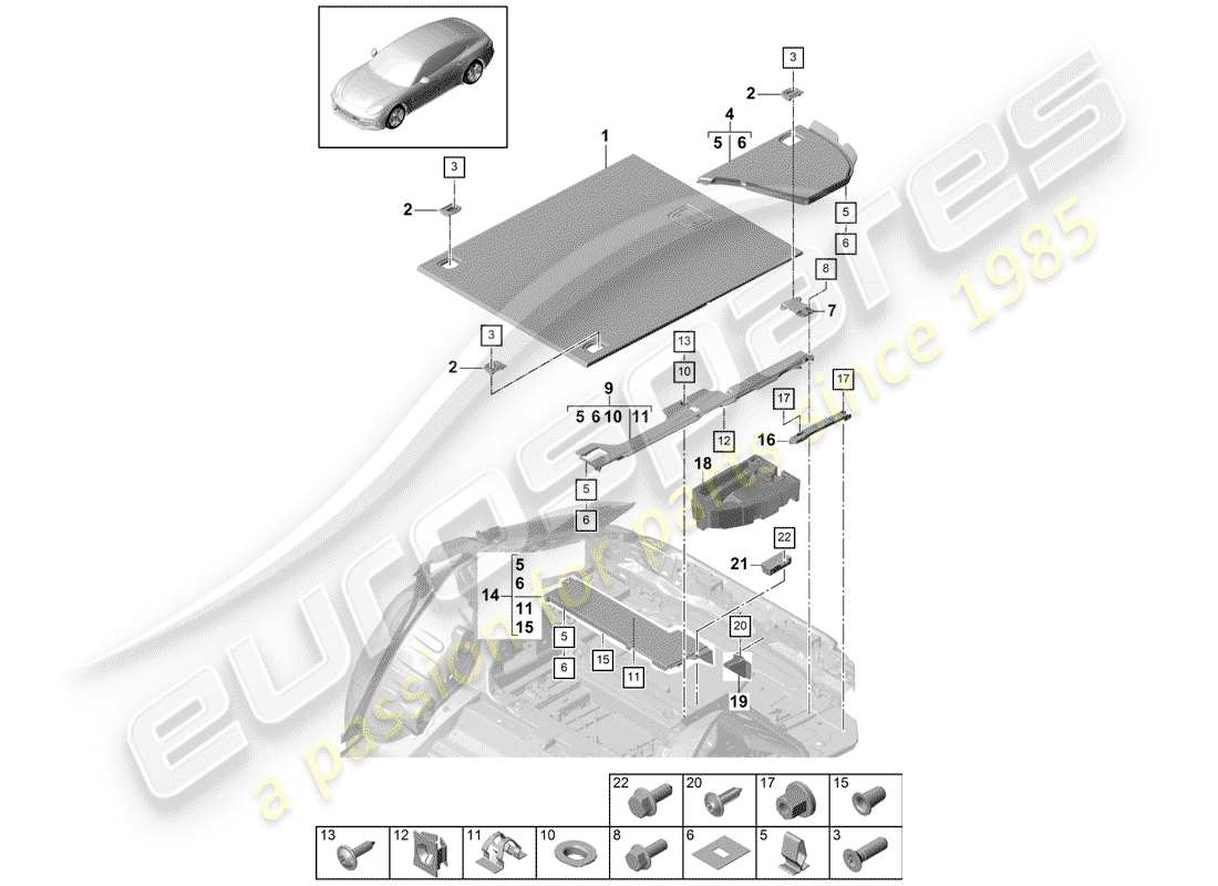 porsche panamera 971 (2020) trunk linings part diagram