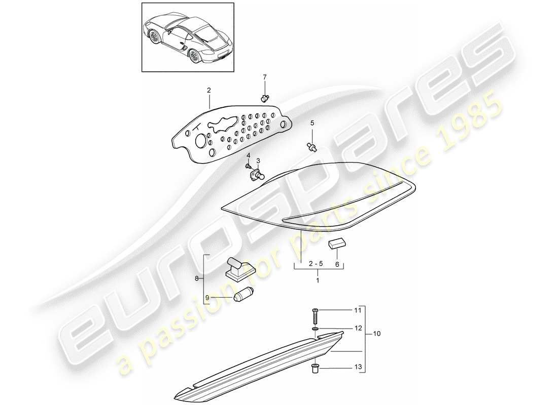 porsche cayman 987 (2010) rear light part diagram