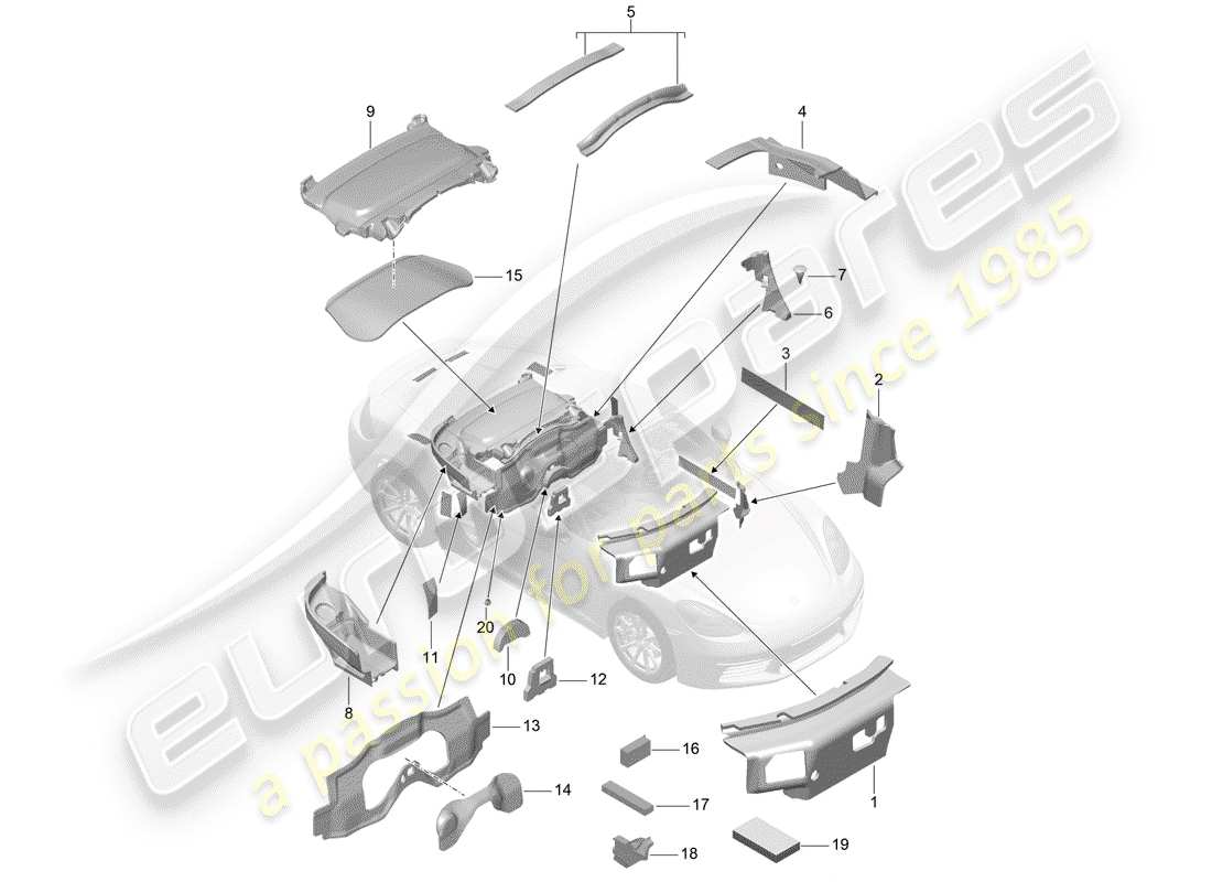 porsche 718 boxster (2020) body shell part diagram