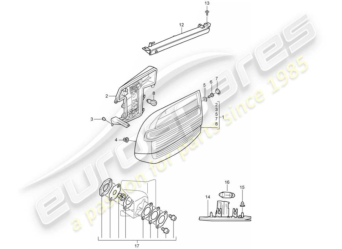 porsche cayenne (2010) rear light part diagram