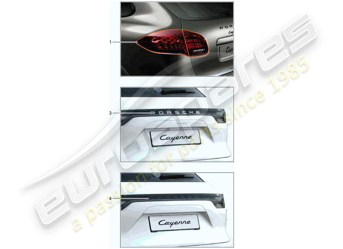 porsche tequipment cayenne (2003) rear light part diagram