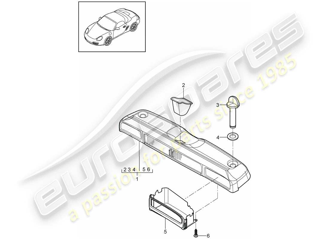 porsche boxster 987 (2009) stowage box part diagram