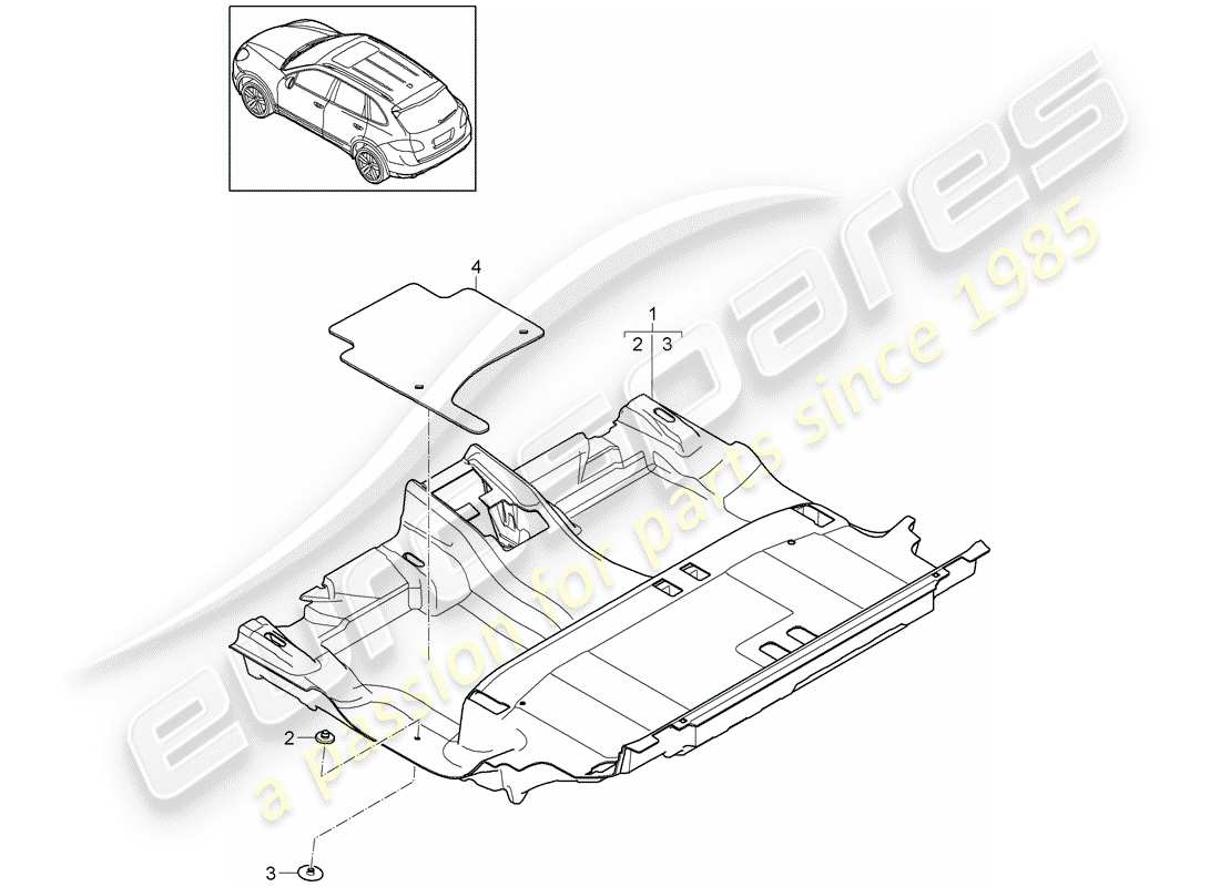 porsche cayenne e2 (2016) floor cover part diagram