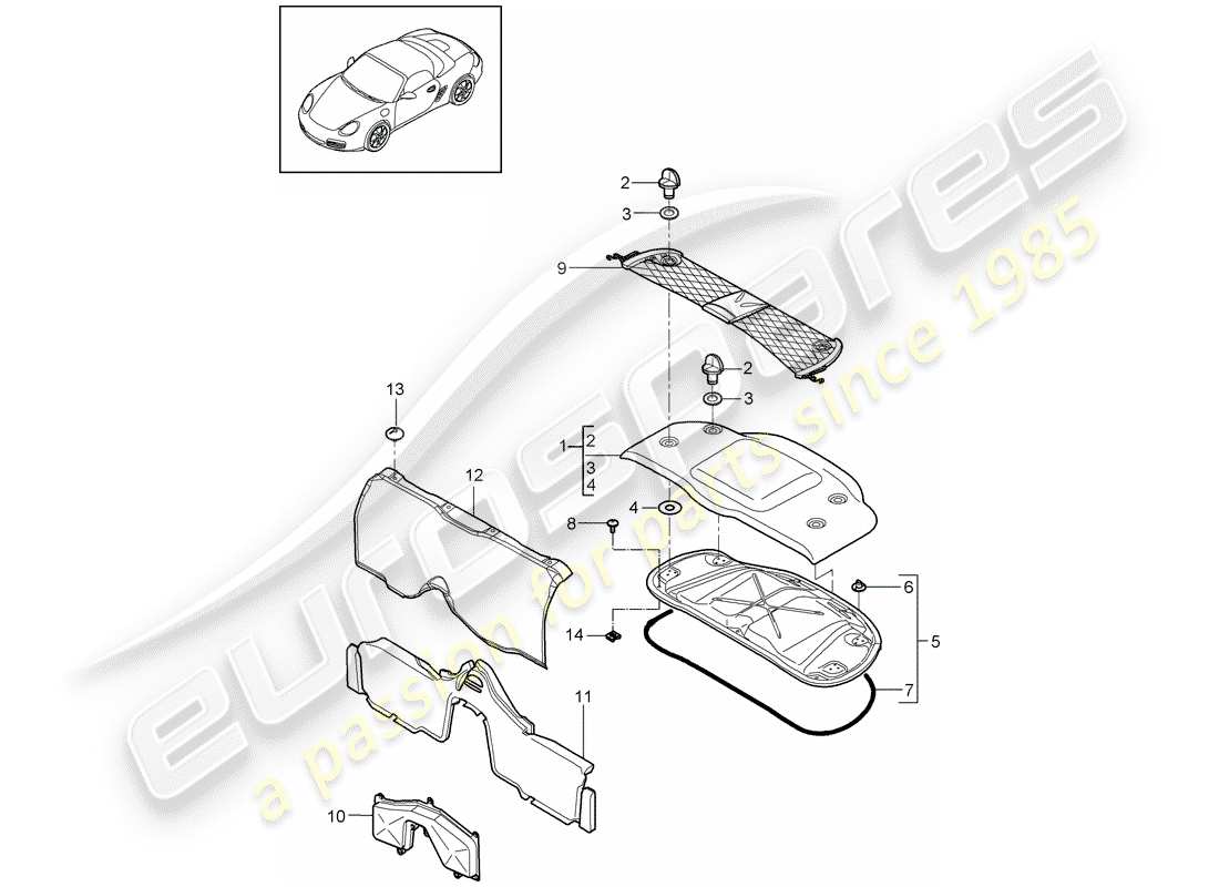 porsche boxster 987 (2011) trims part diagram