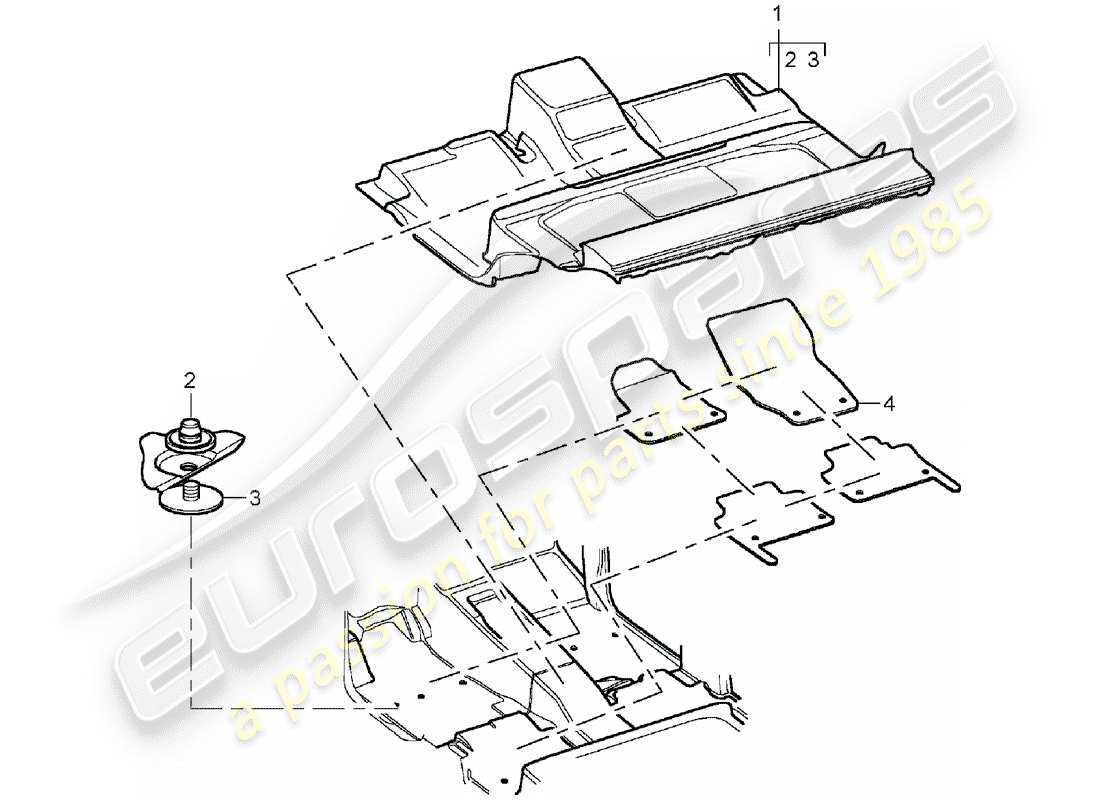 porsche cayenne (2006) floor cover part diagram