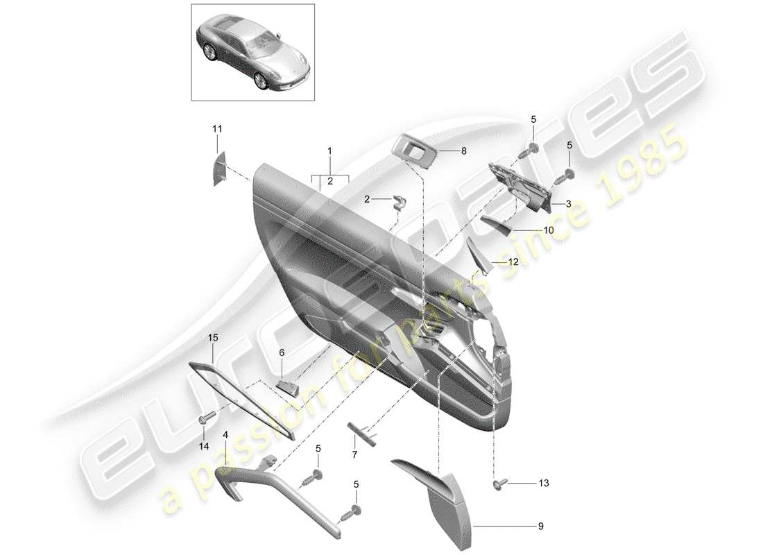 porsche 991 (2013) door panel part diagram