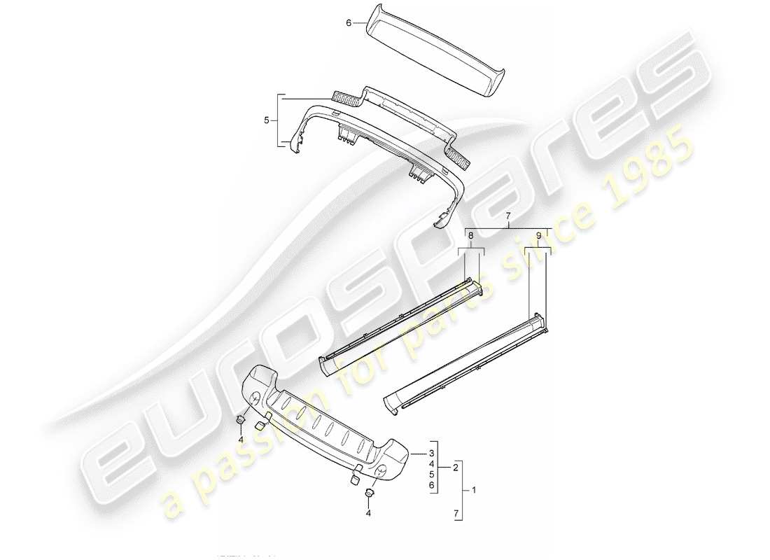 porsche tequipment cayenne (2011) sport design package part diagram