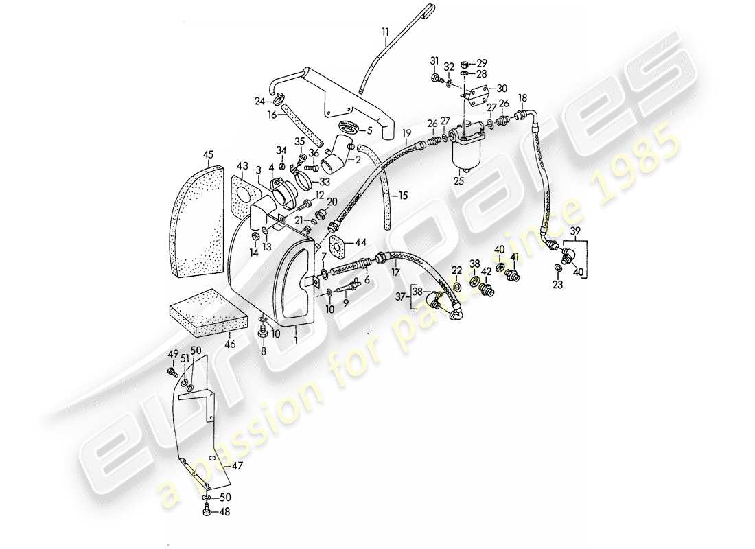 porsche 356/356a (1957) oil container - m 90 501 >> 91 000 part diagram