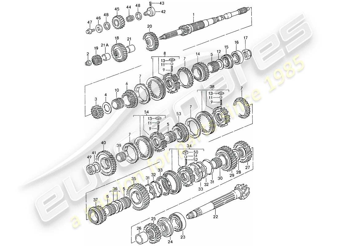 porsche 993 (1995) gears and shafts part diagram