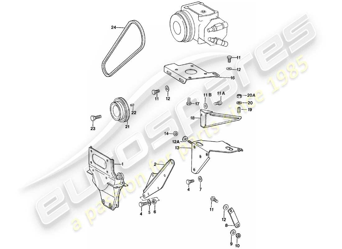 porsche 911 (1979) supplier - york - compressor - mounting - and - driving mechanism part diagram