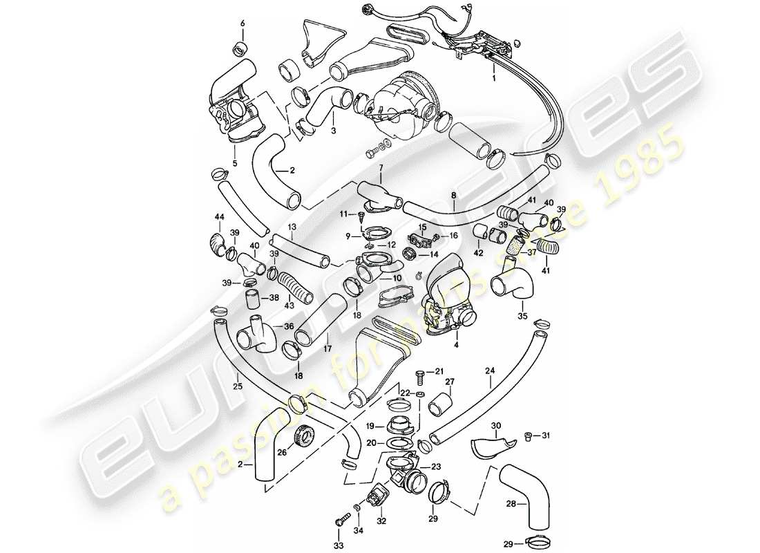 porsche 911 (1981) cooling air duct - control switch part diagram