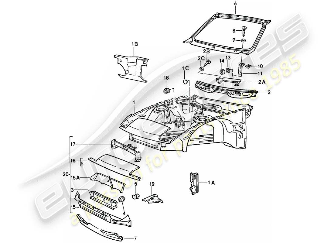 porsche 924 (1982) front part part diagram