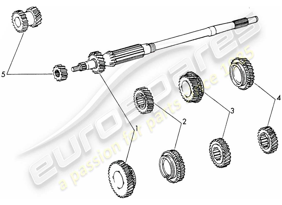 porsche 911/912 (1968) gear wheel sets - 4-speed - transmission part diagram