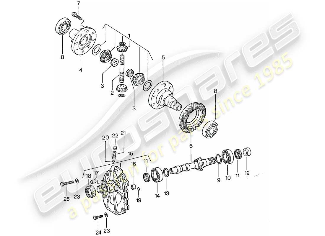 porsche 924s (1987) differential - automatic transmission part diagram