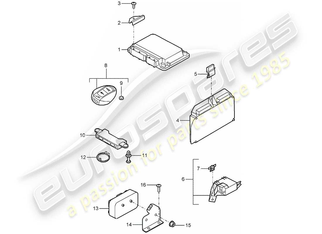 porsche carrera gt (2004) control units part diagram