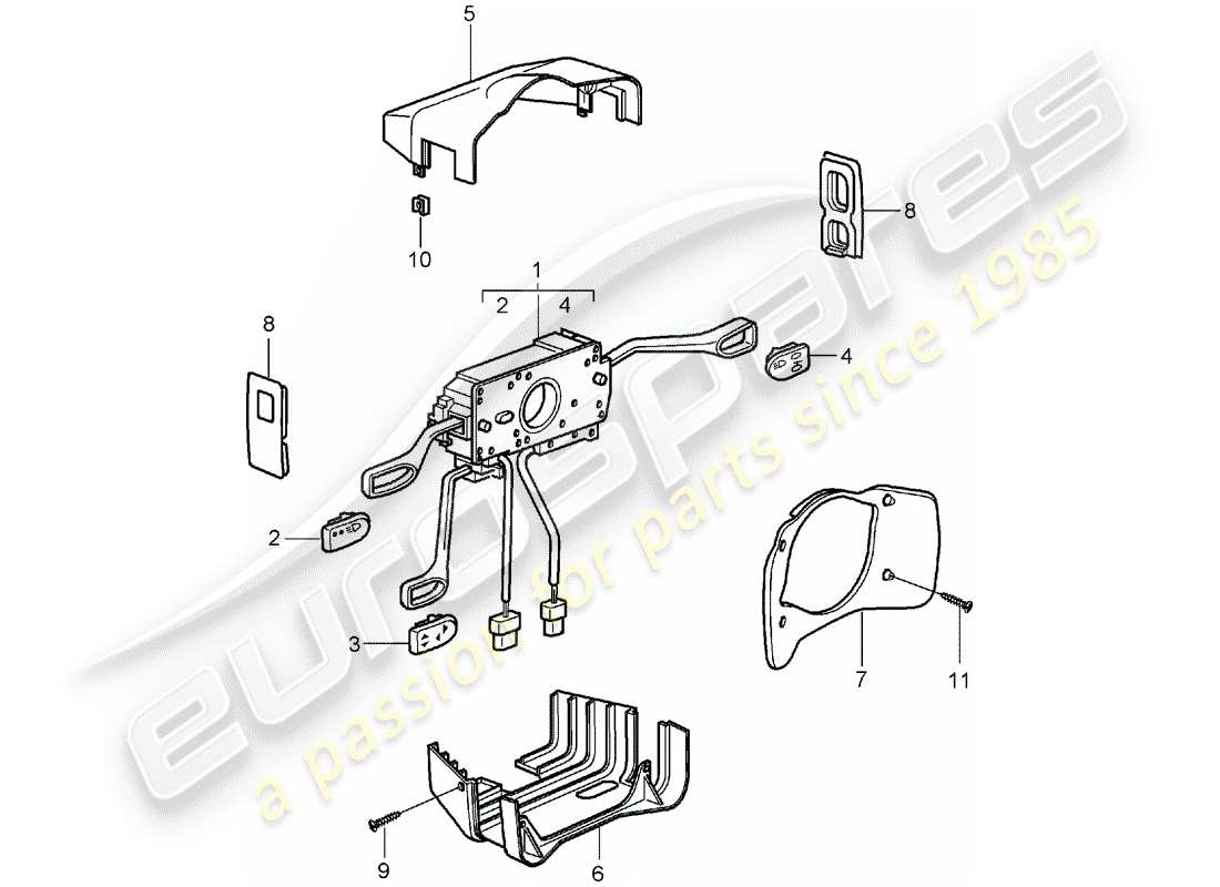 porsche carrera gt (2004) steering column switch part diagram