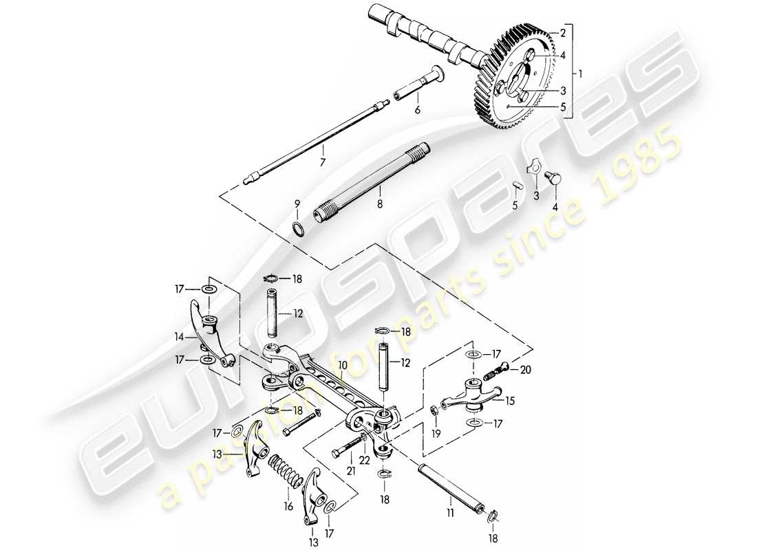 porsche 356b/356c (1965) camshaft part diagram