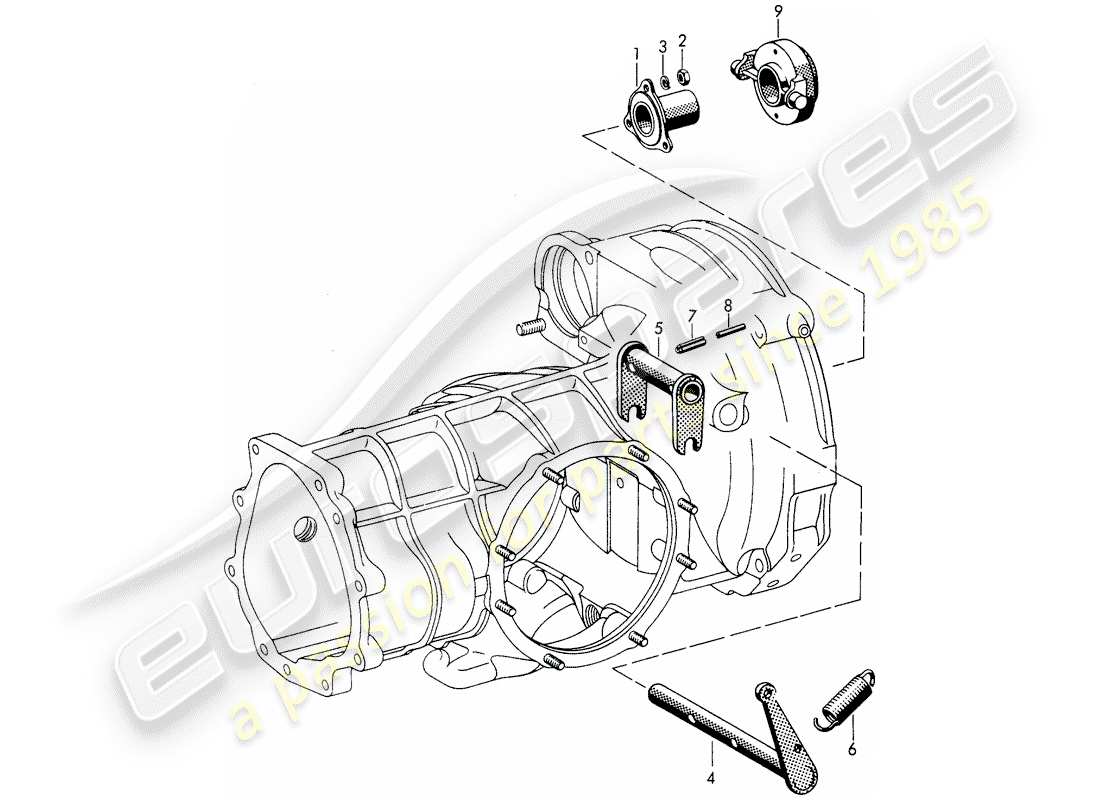 porsche 356b/356c (1965) clutch release part diagram