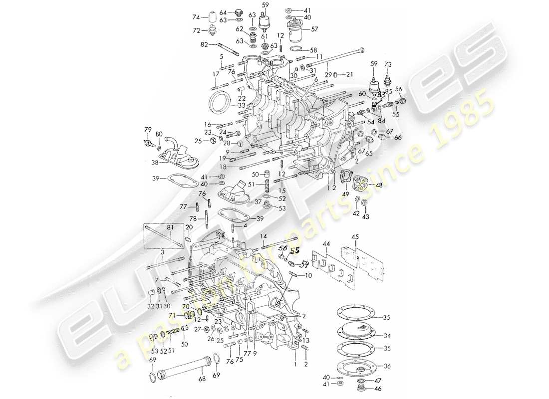 porsche 911 (1971) crankcase - repair set for maintenance - see illustration: part diagram