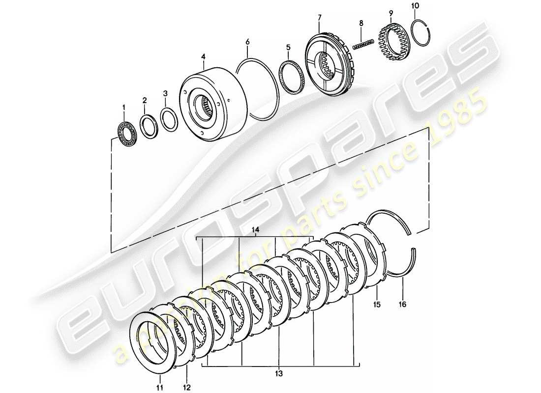 porsche 928 (1986) automatic transmission - clutch - k 1 part diagram