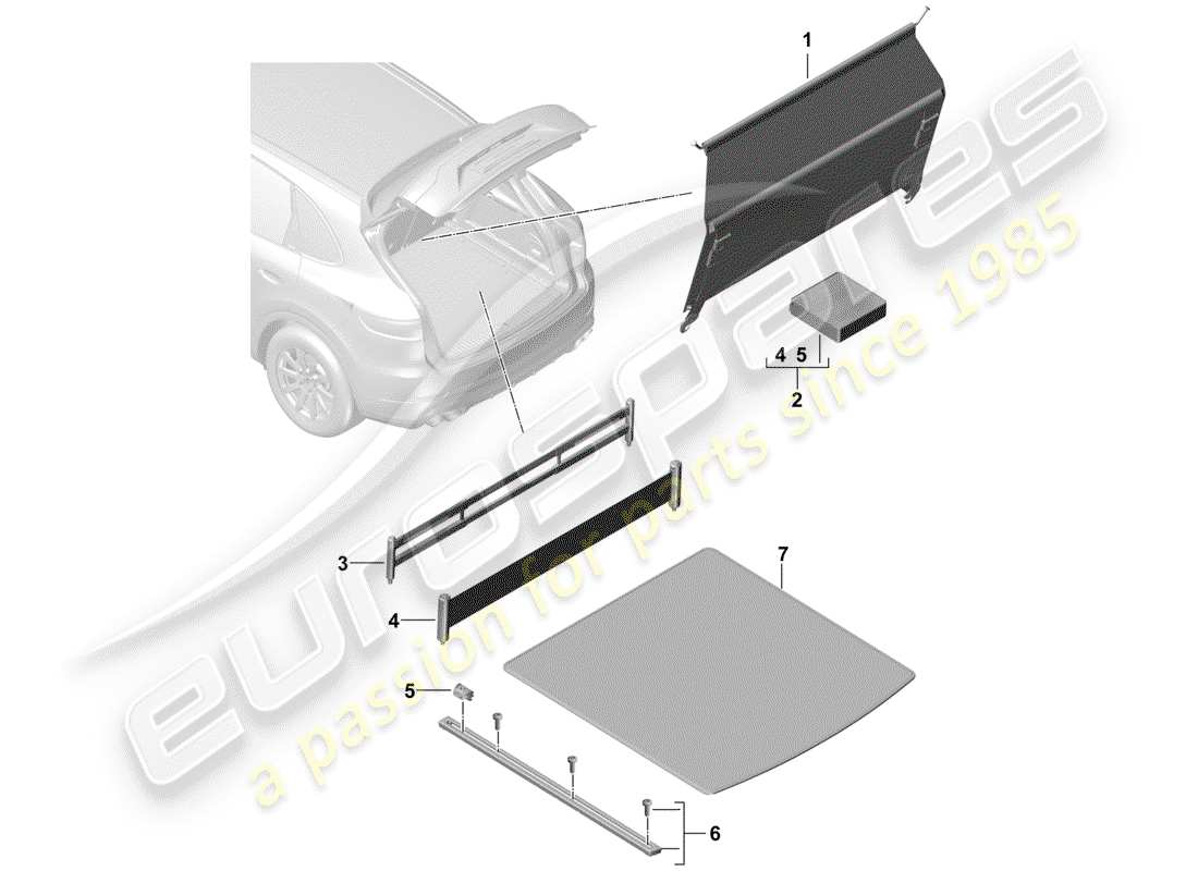 porsche cayenne e3 (2018) boot lining part diagram