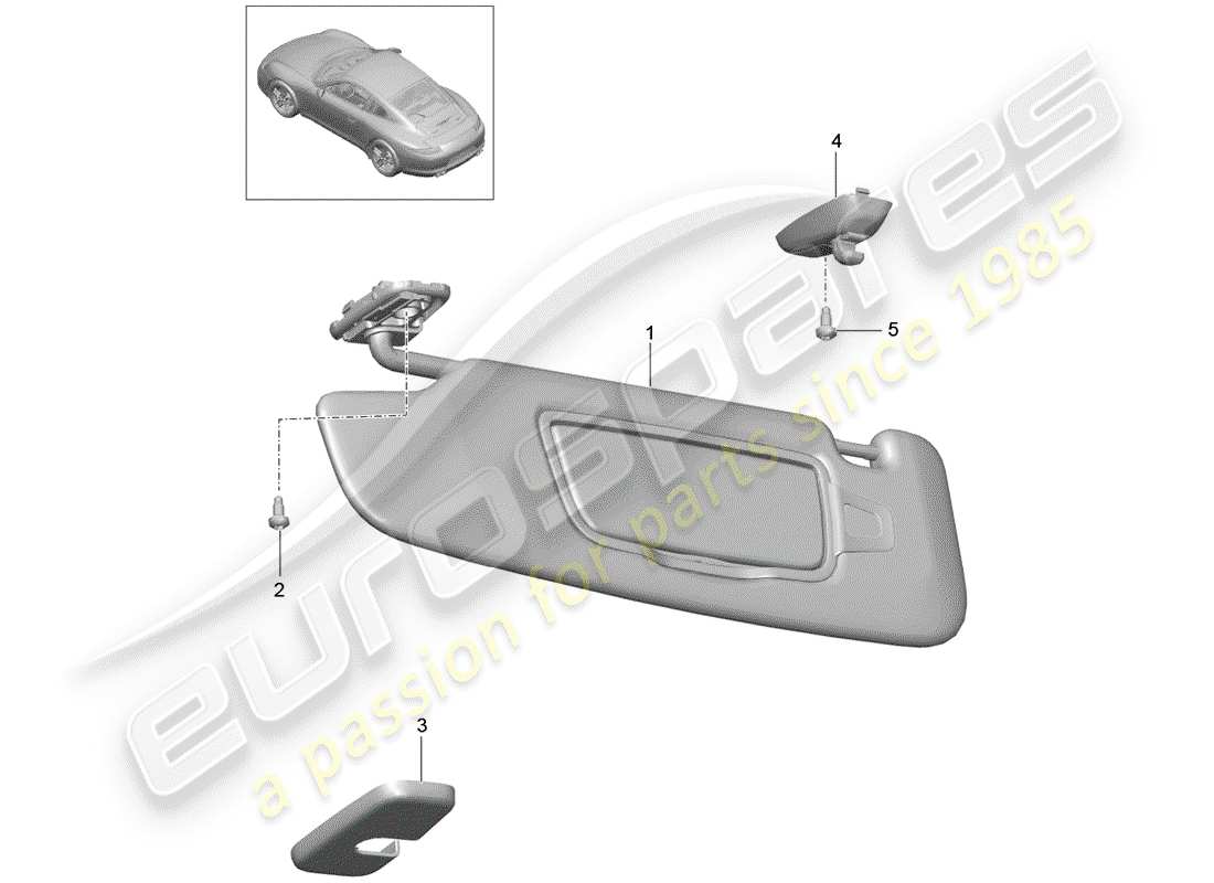 porsche 991 (2015) sun vizors part diagram