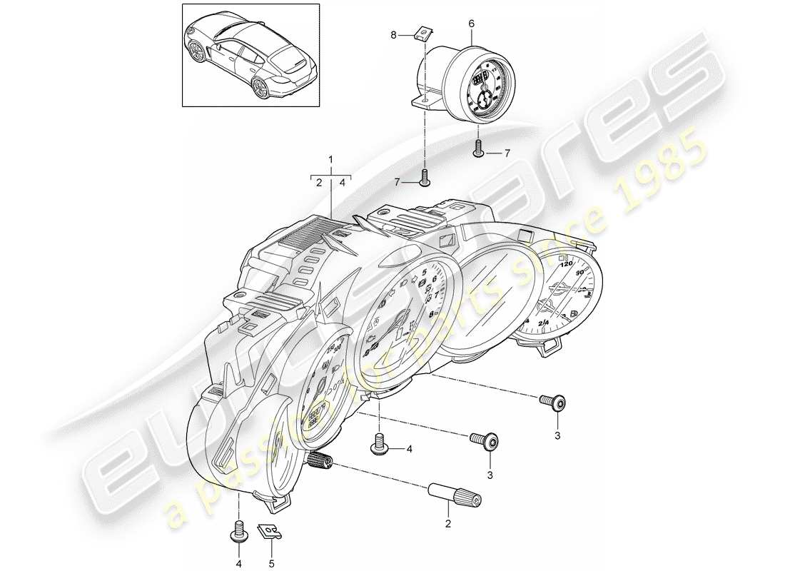 porsche panamera 970 (2010) instruments part diagram