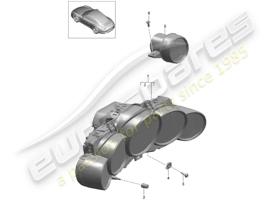 porsche 991 (2016) instruments part diagram