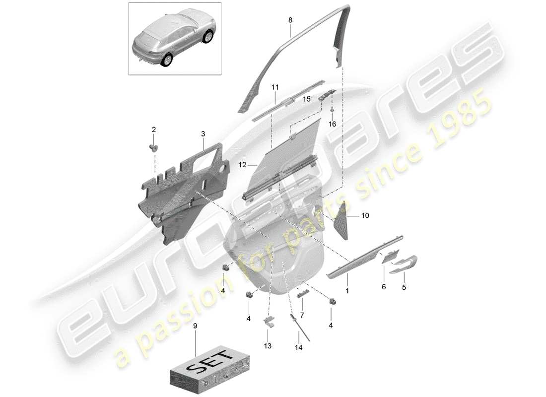 porsche macan (2018) accessories part diagram