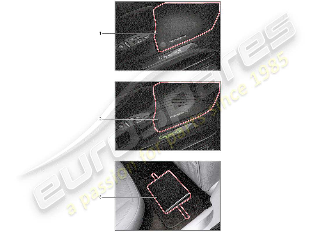 porsche tequipment cayenne (2013) 1 set floor mats part diagram