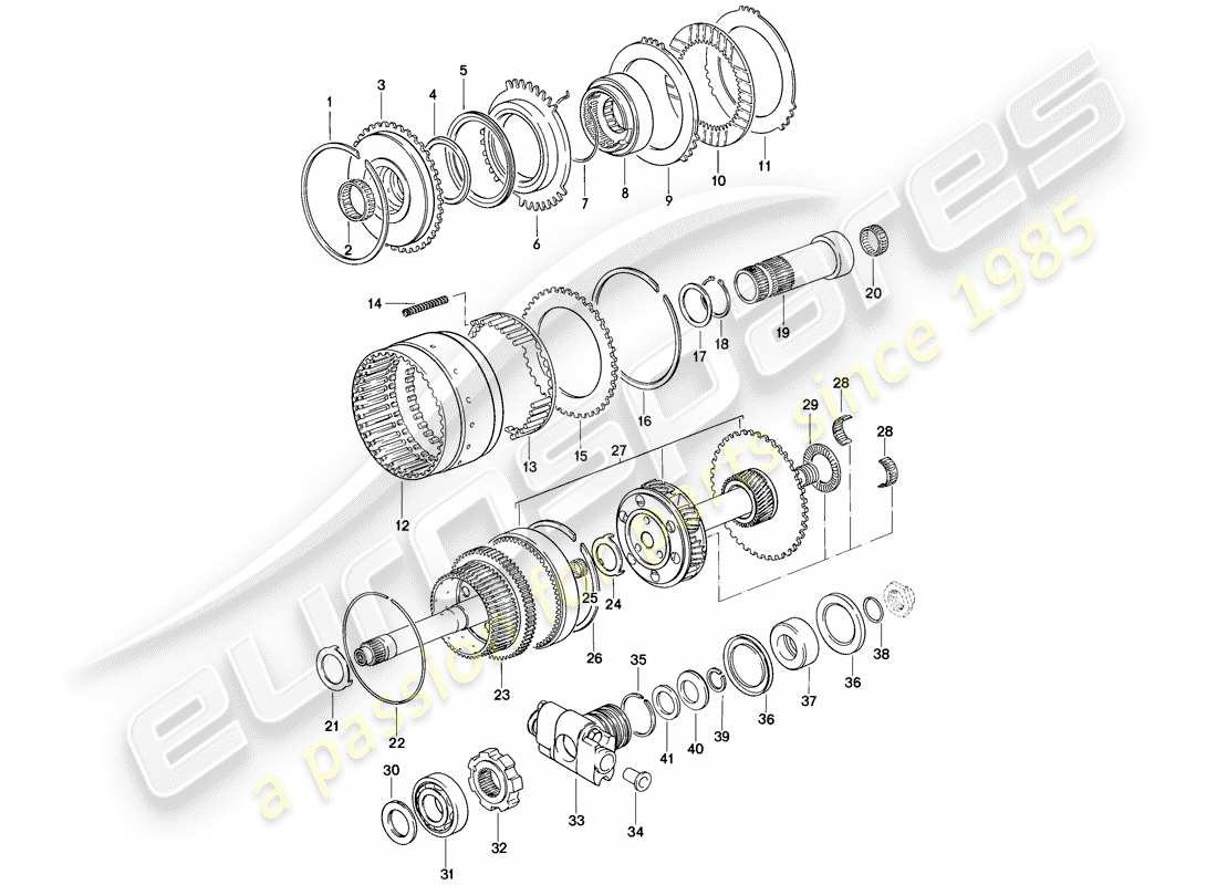 porsche 928 (1981) gears and shafts - 2 - automatic transmission part diagram