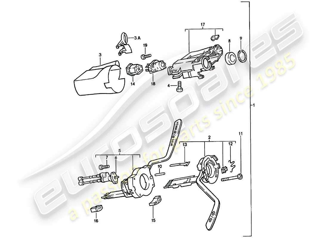 porsche 924 (1983) steering column switch - steering lock - d >> - mj 1980 part diagram