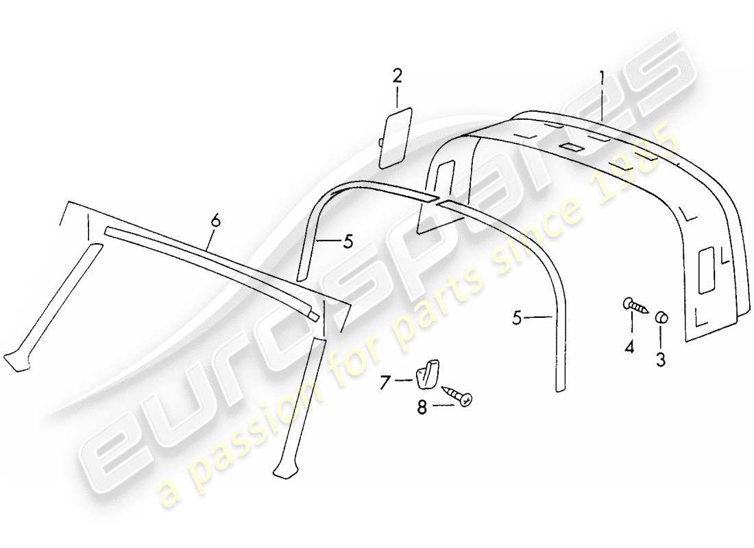 porsche 911 (1971) interior equipment - roof part diagram