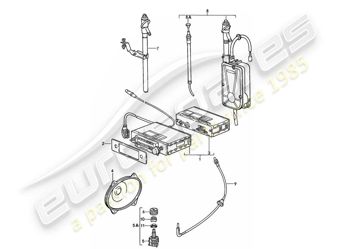 porsche 928 (1981) radio unit - installation parts - additional accessories in the - classic catalogue - (model: cla) part diagram