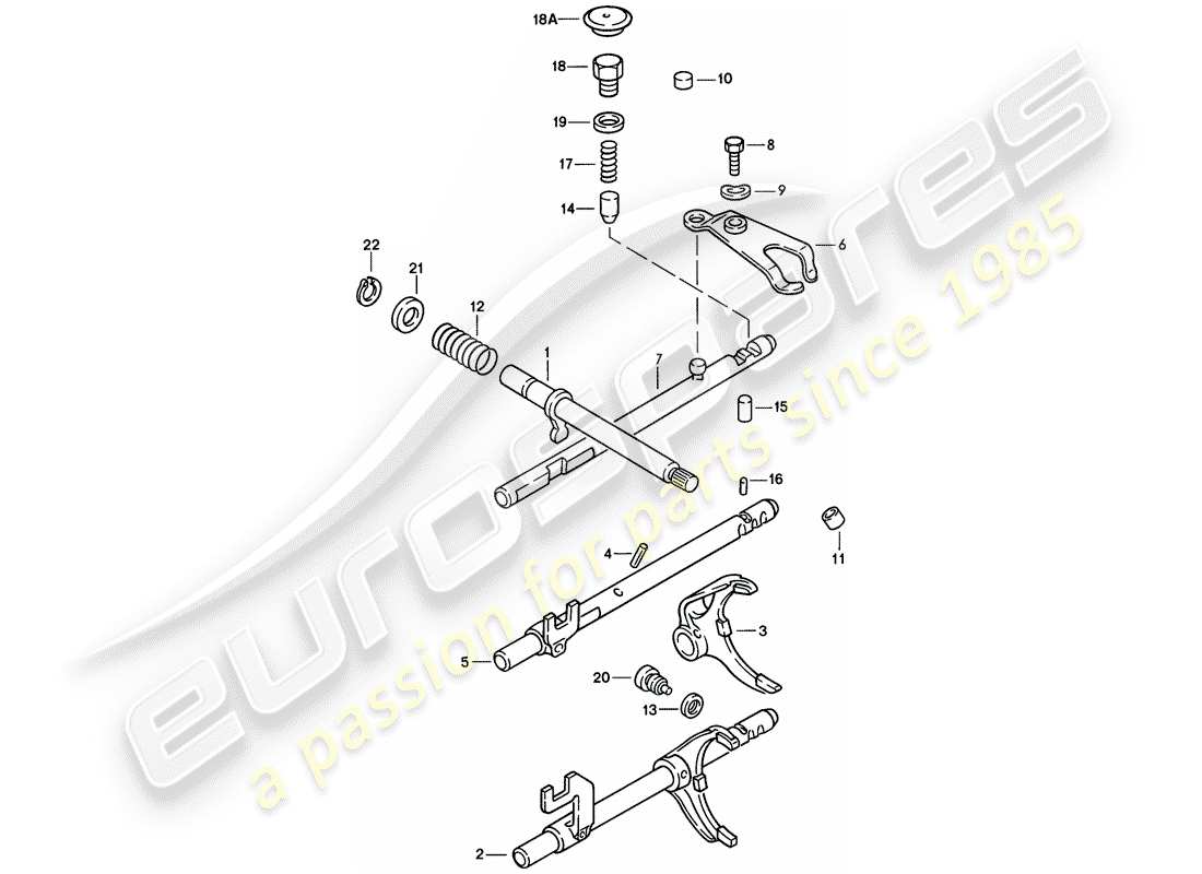 porsche 924 (1979) transmission control - 4-speed part diagram