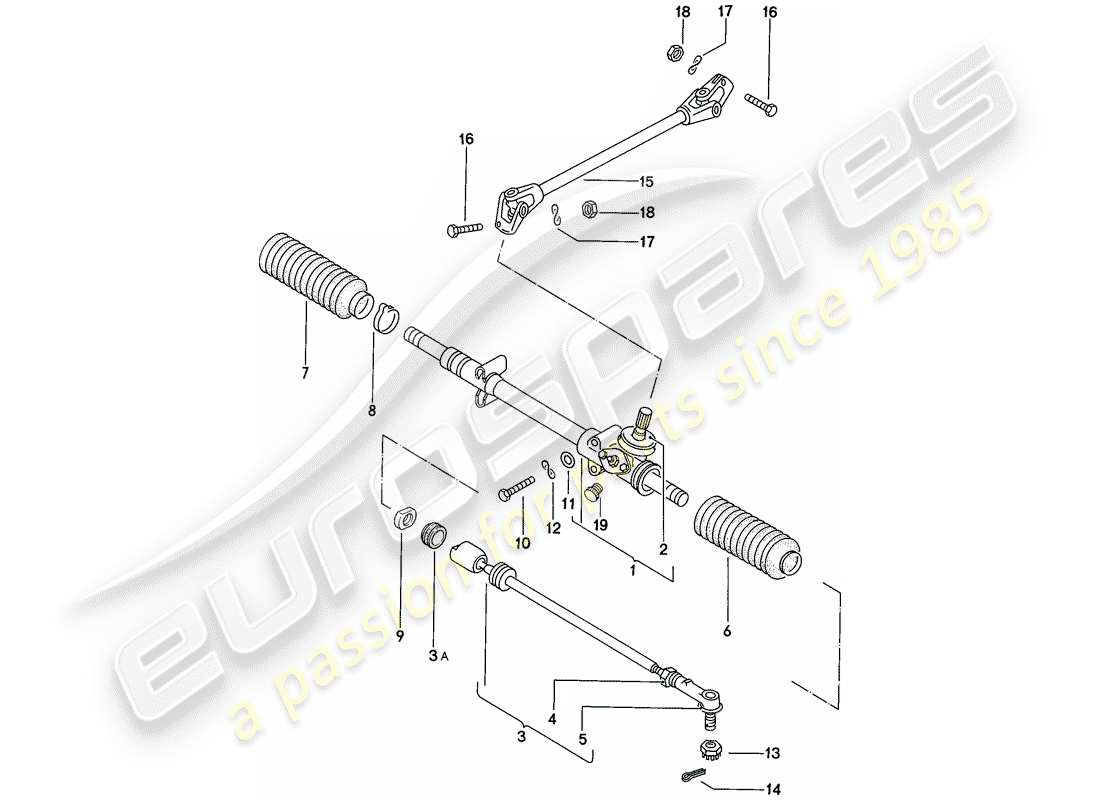 porsche 924 (1979) steering gear - steering track rod part diagram