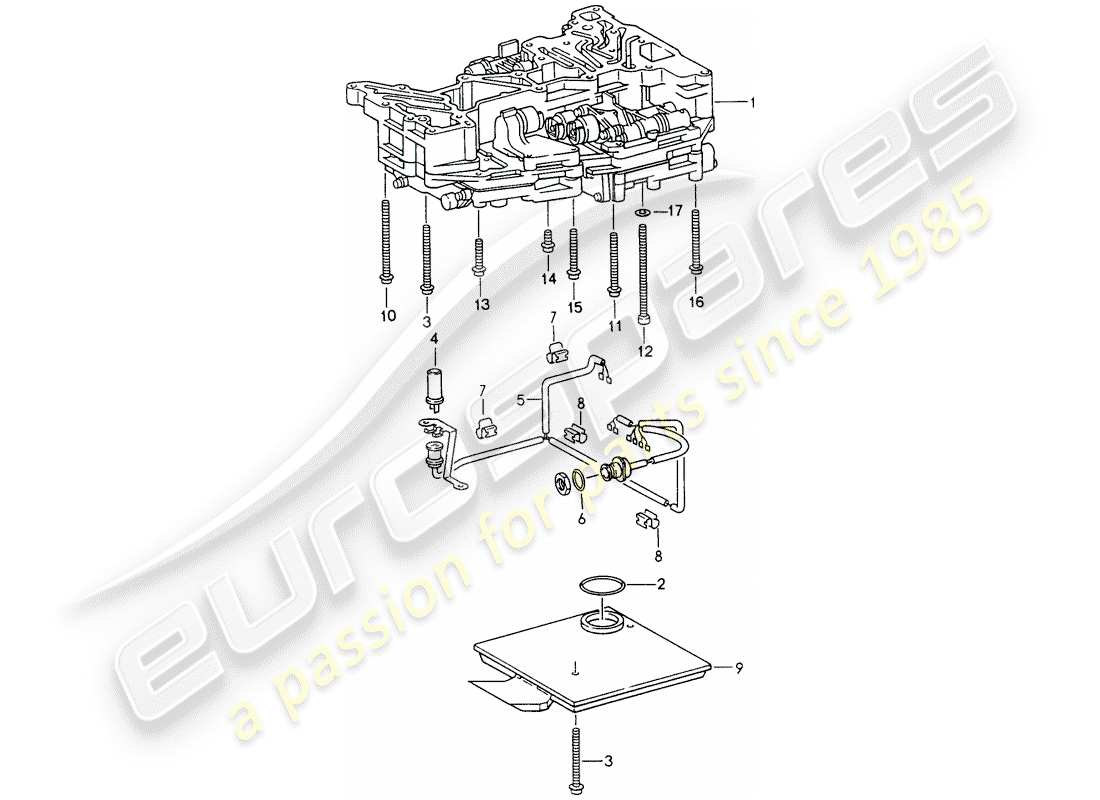 porsche 993 (1997) tiptronic - oil strainer - inductive sender - fasteners - for - switch unit part diagram