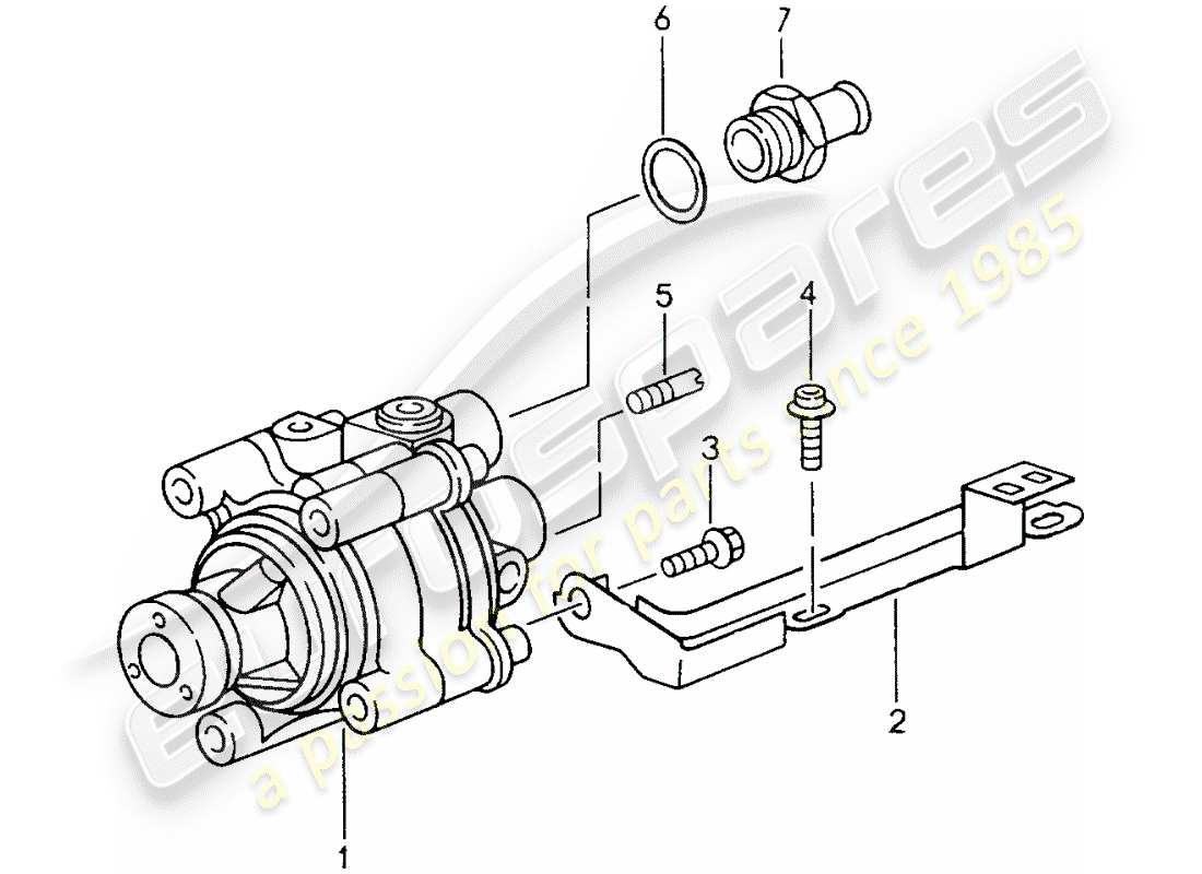 porsche 993 (1995) power steering - power-steering pump part diagram