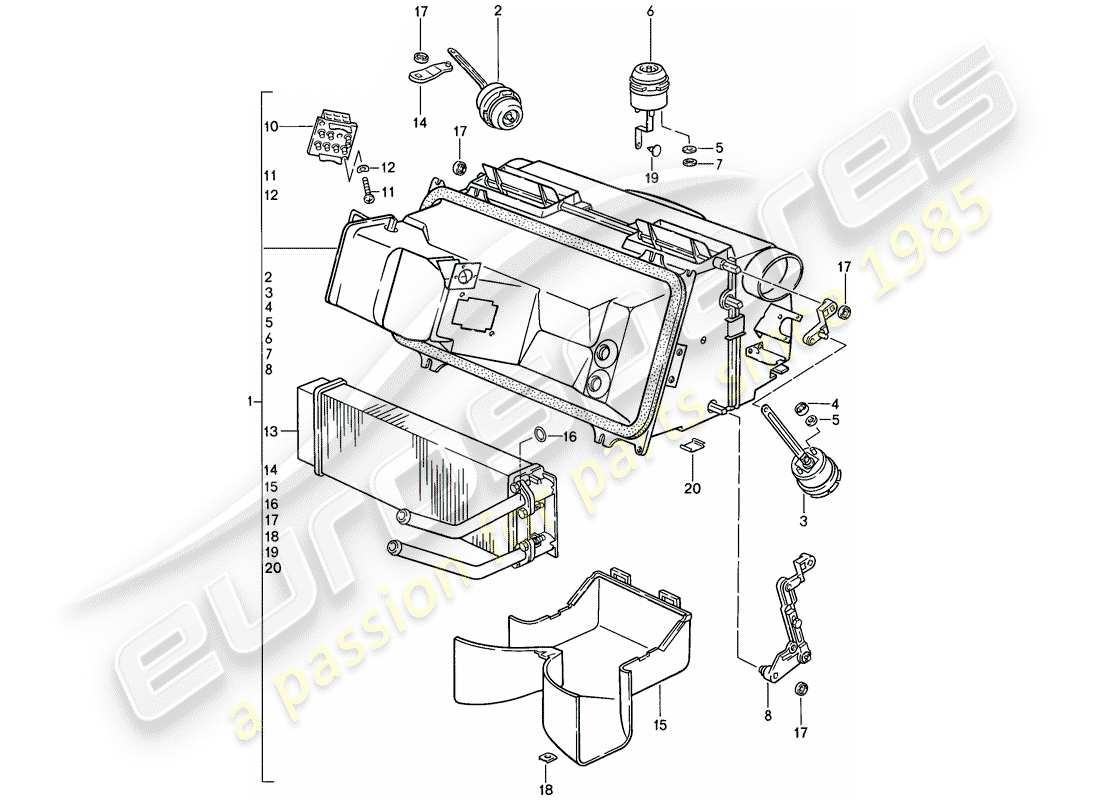 porsche 928 (1981) heater part diagram