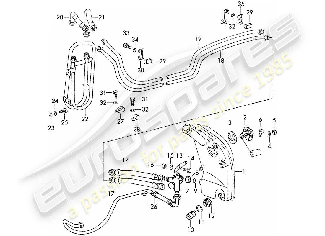 porsche 911 (1972) engine lubrication - auxiliary units - for - typ 911/53/63/83/88 - d - mj 1973>> part diagram