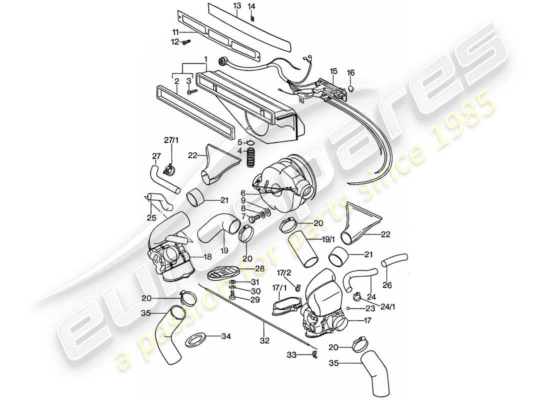 porsche 911 (1976) ventilation - heating system 1 - d >> - mj 1976 part diagram