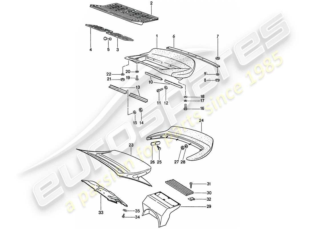 porsche 911 (1976) rear spoiler part diagram